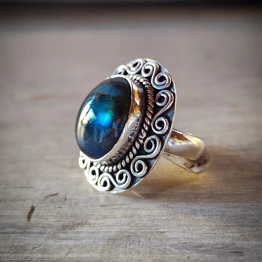 Anillo Piedra Ovalada Verde