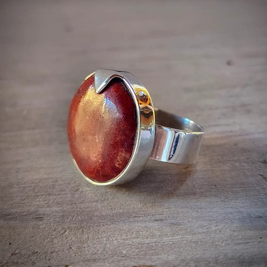 Anillo Piedra jaspe Rojo