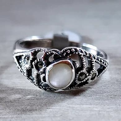 Anillo Plata Piedra Nacr